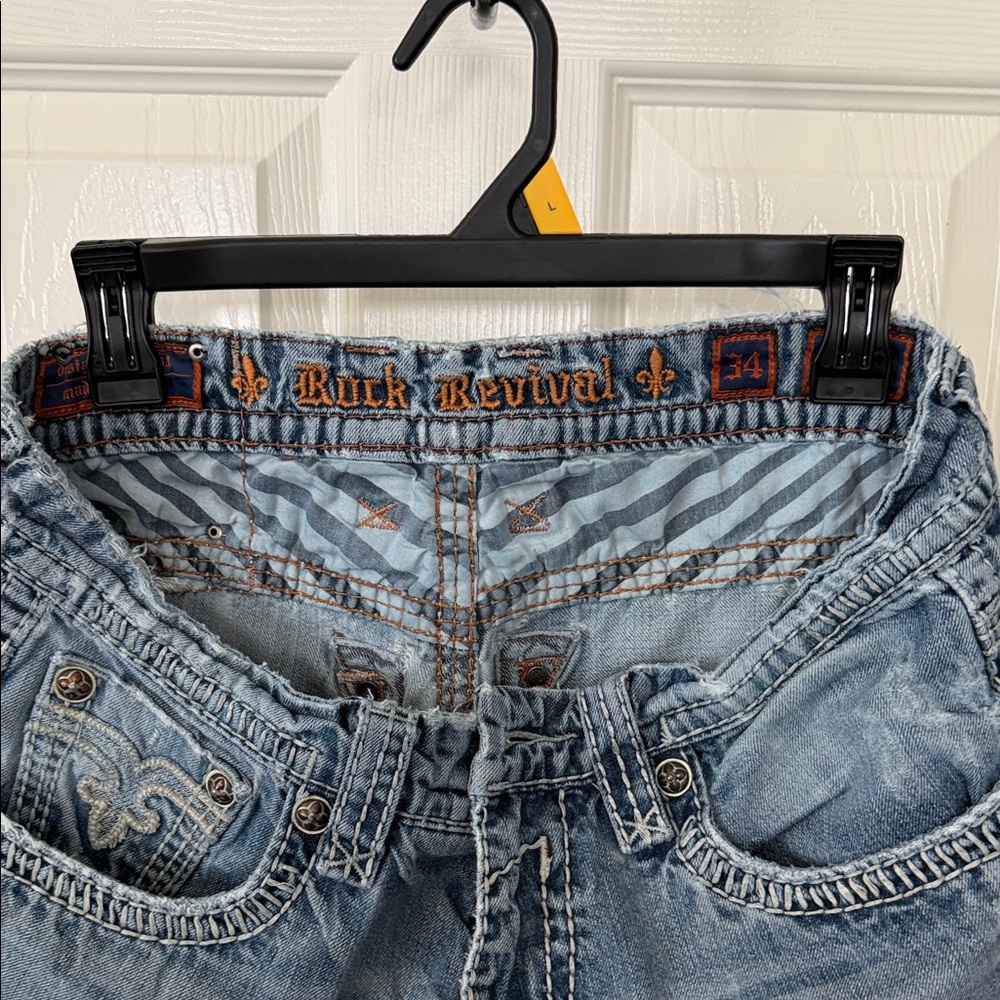 Rock Revival Light Blue Embroidered Waistband Jeans